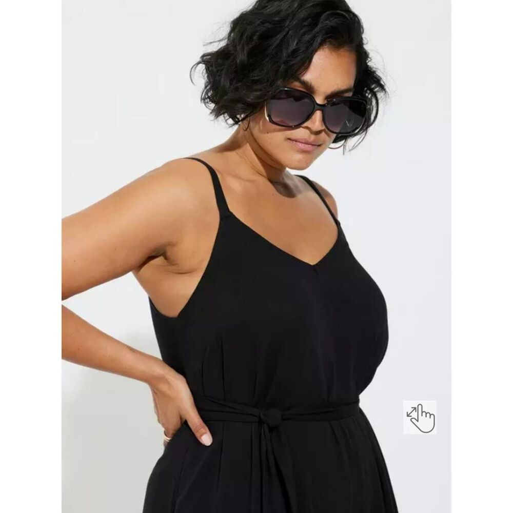 Torrid Black Cami Culotte Jumpsuit Size 3 3X Wide Leg Boho Festival Black - Picture 4 of 11